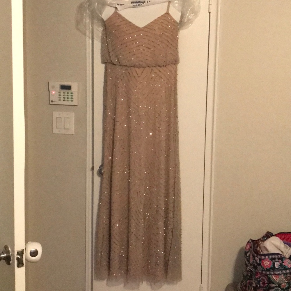 Nude and silver beaded dress
